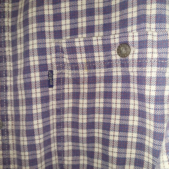 Levi’s Button Shirt Plaid White & Blue  Sz Medium 90’s Vtg - Picture 3 of 10